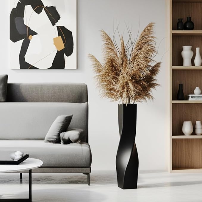 Tall Vase On Floor, 27.56" Twisted Geometric Flower Vase for Home, Living Room, Flower Centerpieces, Shelf, Table, Decor, Creative Unique Decorative Vases
