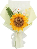 Crochet Flowers Finished Bouquet Crocheted Cotton Thread Flowers, Handmade Crochet Rose Tulip Fern Leaf as a Gift for Lover, Friends. Artificial Flower (Yellow)