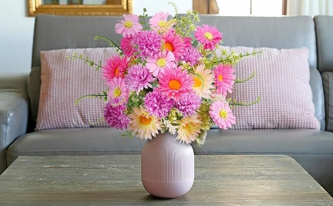 Daisy Flowers Artificial Silk Gerbera Daisy Fake Outdoor Bouquet Realistic Bulk WildFlowers Sunflower Bushes Pink Floral Arrangements Fall Cemetery Flowers for Grave Funeral Garden Home Multicolor