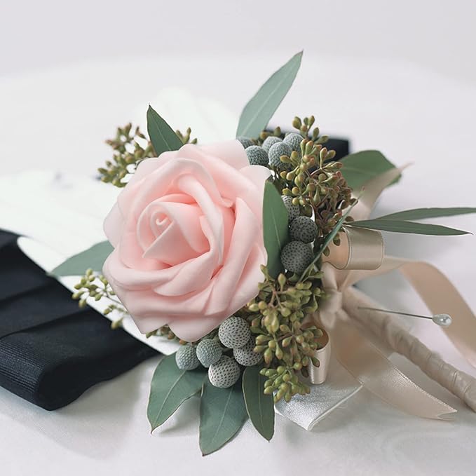 Light Pink Artificial Roses Flowers 100pcs Real Looking Foam Fake Roses with Stems for DIY Wedding Bouquets Bridal Shower Centerpieces Party Decorations (100, Light Pink)