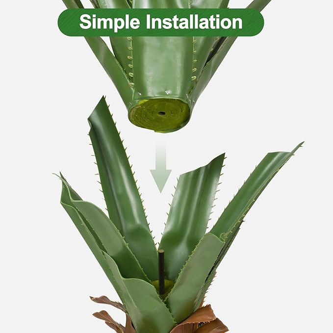 Set of 2 Artificial Agave Plants 4ft Each, Realistic Faux Spiked Agave Trees with Lifelike Leaves and Moss in White Pots, Indoor Outdoor Floor Plants for Home Office Patio Porch Decor