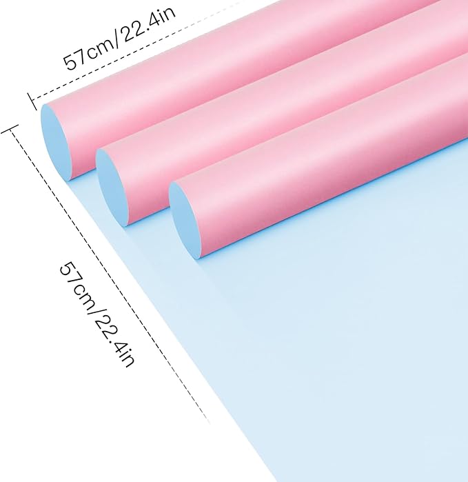 WRAPAHOLIC 20 Sheets Flower Wrapping Paper - 22.4 x 22.4 inch Pink Blue Color Water-Resistant Floral Bouquet Wrapping Paper, Florist Supplies Packaging for Wedding Birthday Gift DIY