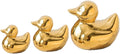 Golden Ceramic Duck Figurines，Home Decor Animal Sculptures and Statues Handmade Artware Decor,Mini Duck Sets 3 PCS