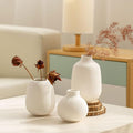 White Ceramic Vase Set of 3, Minimalist Decor, Home Decorative Vase,Modern Ribbed Vases, Vases for Kitchen, Bedroom, Office, Living Room, Bathroom, & Shelf Centerpiece Table Decorations