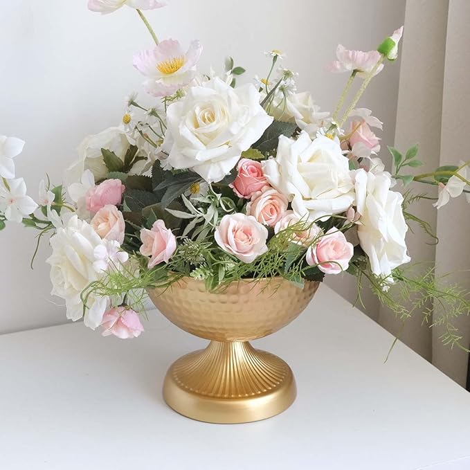 6.5 inch 10 pcs Brass Vase Bowl Gold Centerpieces for Tables Wedding Party Event Gold Accent Decorative Bowl Vintage Style