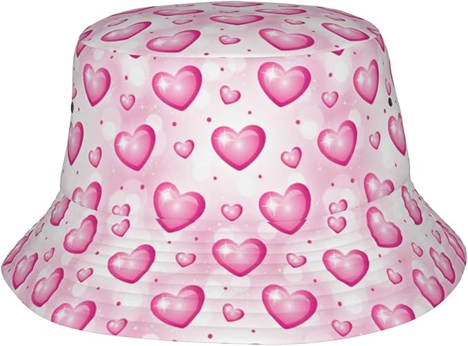 Love Bucket Hat Heart Fisherman Cap Romantic Bucket Hats Sun Caps for Hiking Camping