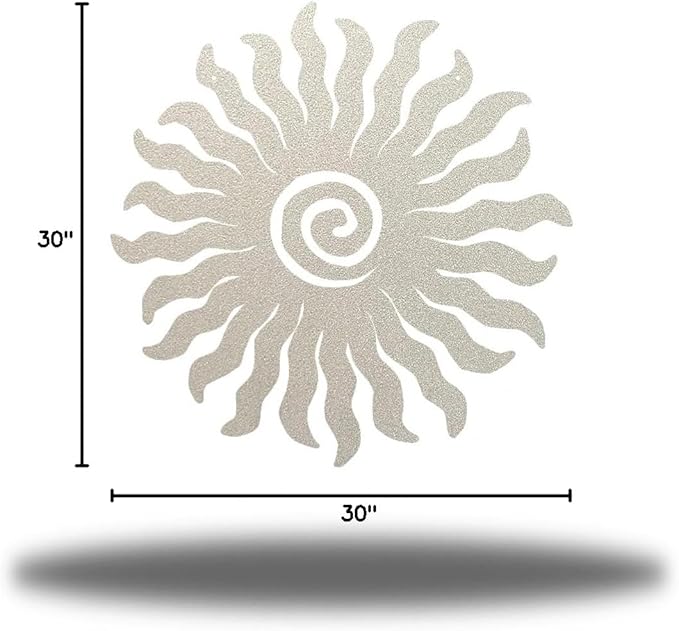 Riverside Designs Sunburst Metal Wall Art Steel Outdoor Decor - Heavy-Duty and Waterproof - Made in USA (30", Silver)