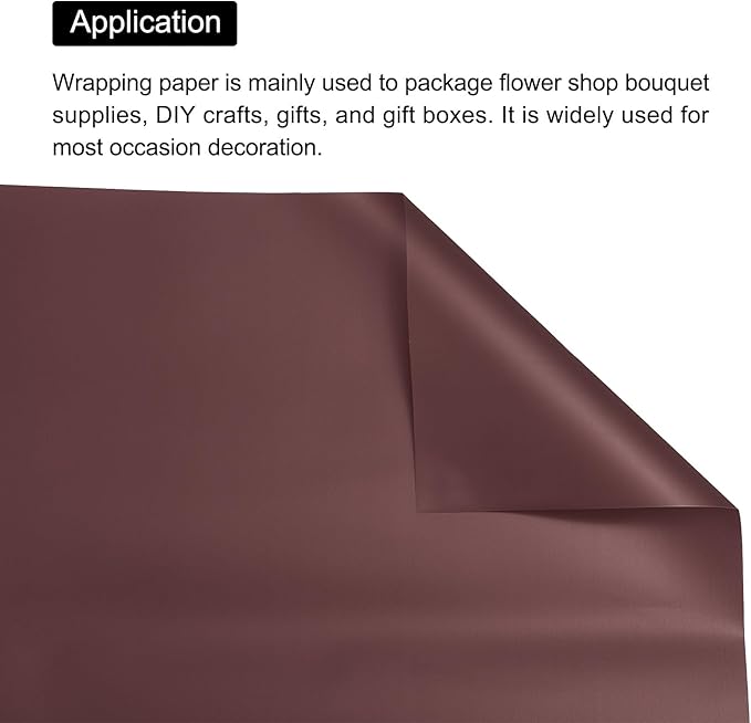 MECCANIXITY Pearlescent Film Flower Wrapping Paper 22.8x22.8 Inch Waterproof for DIY Crafts, Gift/Gift Box Packaging Chocolate Color Pack of 10