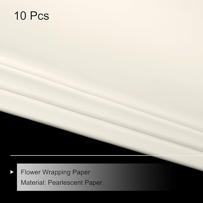 MECCANIXITY Pearlescent Film Flower Wrapping Paper 22.8x22.8 Inch Waterproof for DIY Crafts, Gift/Gift Box Packaging Light Beige Pack of 10