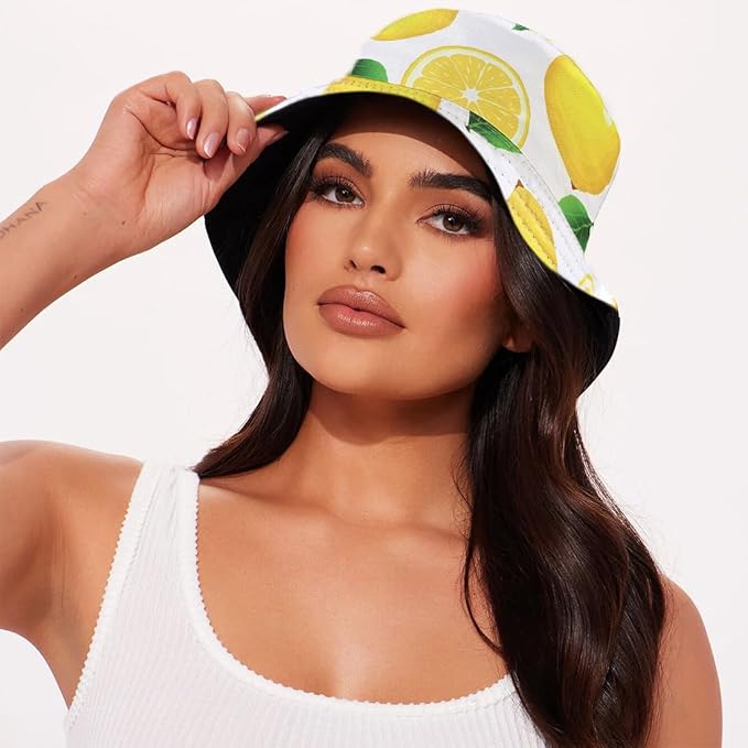Malaxlx Unisex Bucket Hat Beach Sun Hat Aesthetic Fishing Hat for Men Women Teens, Reversible Double-Side-Wear