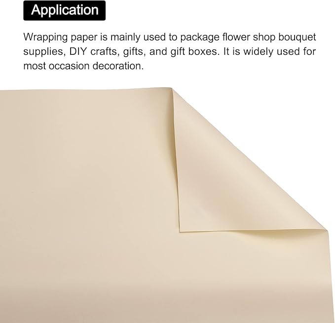 MECCANIXITY 20 Pcs Flower Wrapping Paper 22.8x22.8 Inch Waterproof Florists Wrapping Paper for Florist Bouquet Supplies, DIY Crafts, Gift/Gift Box Packaging Khaki