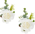 Meldel White Rose Wrist Corsage, Pack of 2 PCS Wedding Bridal Wrist Flower Corsage Hand Flower Artificial Silk Rose Decor for Prom Party Wedding