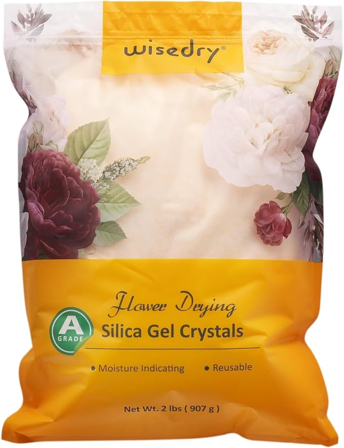 wisedry Silica Gel Crystal for Flowers Drying - 2 LBS, Fine Crystals < 1mm, Color Indicating, Reusable