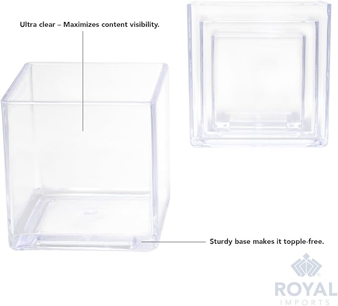 Royal Imports Flower Acrylic Vases Cubes, Decorative Centerpiece for Home or Wedding, Non Breakable Plastic, 6x6 - Clear