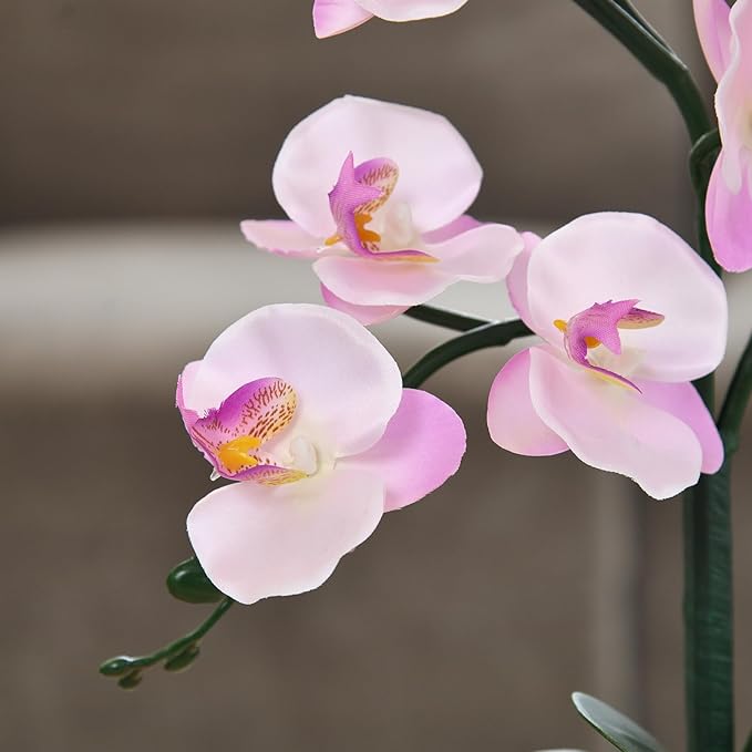 15" Tall Artificial Silk Phalaenopsis Orchid Flower Plant Pot Arrangements (Pink Shades)