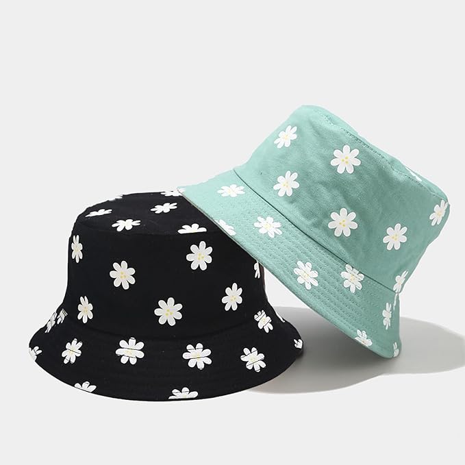 Bucket Hat for Women Men, Cotton Reversible Double Side Wear Sun Hats Beach Fisherman Hat