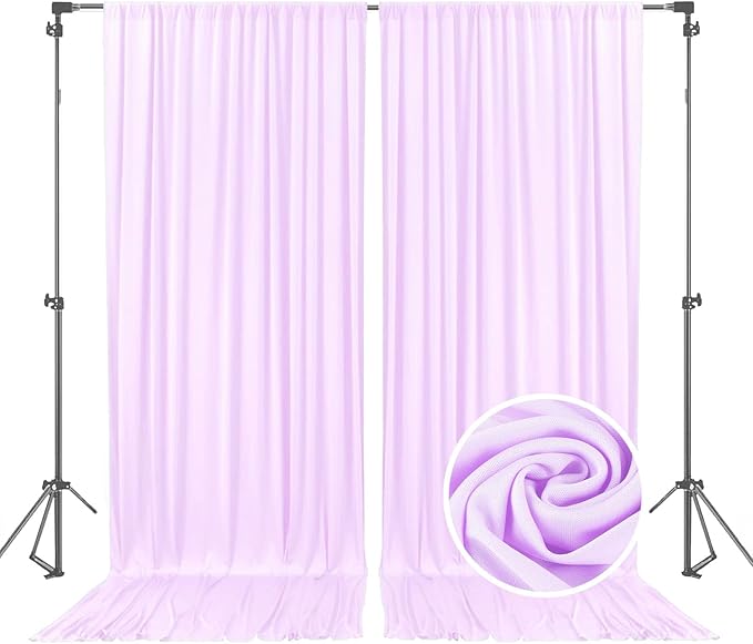 10 x 10 Feet Light Purple Backdrop Curtain for Partie, Background Curtains for Photoshoot, Birthday, Wedding, Halloween, Thanksgiving, Christmas, New Year Party Decorations 5Ft x 10Ft, 2 Panels