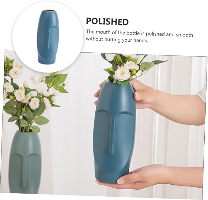 Abstract Navy Blue Plastic Flower Vase Lightweight Desktop Ornament for Dried Flowers Home Decoration Wedding Shop Window Display