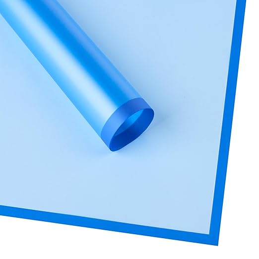 20 Sheets Blue Flower Wrapping Paper, Waterproof Floral Wrap Blue Edge Bouquet Wrapping Paper Florist Supplies (22.8 x 22.8 inch)