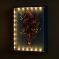 Dried Flowers Shadow Box with LED Light Dimmable Changeable Pictures Display Frame Wall-mounted & Tabletop Photo Album Display (Indigo)