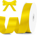 KMER LIFE 1 inch Wide x 50 Yards Yellow Single Faced Polyester Satin Ribbon, Yellow Satin Ribbon Perfect for Wedding Decor, Wreath, Crafts, Gift Wrapping & Other Projects (Yellow)