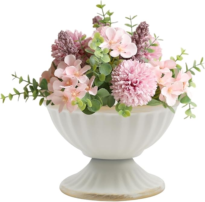 White Flower Arrangements Pot Vase for Wedding Centerpieces Table， 10 Pcs Small Metal Flower Planter Urn Vase Pot，for Home Wedding Party Christmas (10PCS, White)