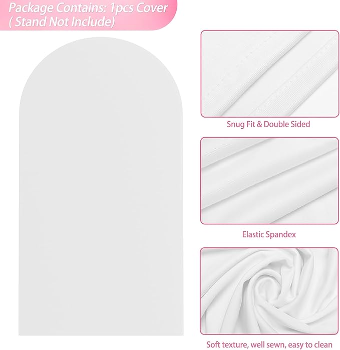 Wokceer 7.2FT Wedding Arch Backdrop Cover Spandex Fitted White Wedding Arch Covers Round Top Chiara Arches Backdrop Cover for Birthday Party Ceremony Banquet Decoration