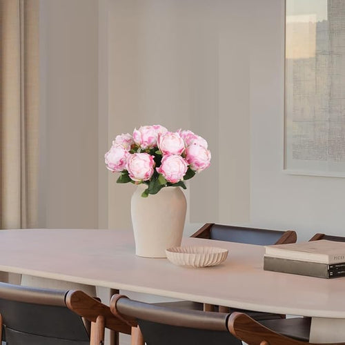 10pcs Pink Peonies Artificial Flowers Fake Silk Peonies with Single Stem Faux Peonies Flowers for Wedding Table Centerpieces Home Decorations Bridal Bouquets Floral Arrangements (Light Pink)