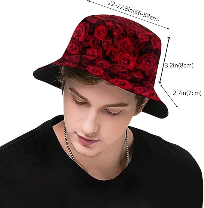 Red Roses Flowers Bucket Hat Packable Sun Hat Outdoor Travel Fisherman Hat Caps for Women Men