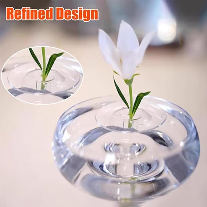 2025 Creative Floating Flower Floral Arrangement Holder,Modern Floating Vase Pedestal Stand,Innovative Floating Flower Display Stand Clear Acrylic Flower Bowl Stem Holder (10PCS, Large)