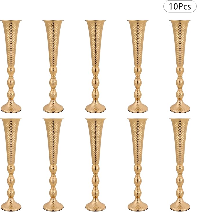 10 PCS Trumpet Vase Flower Arrangements Stand, 23.6 Inch Tall Wedding Gold Flower Stand, Decorative Centerpiece Table Decoration for Party Wedding Reception Event