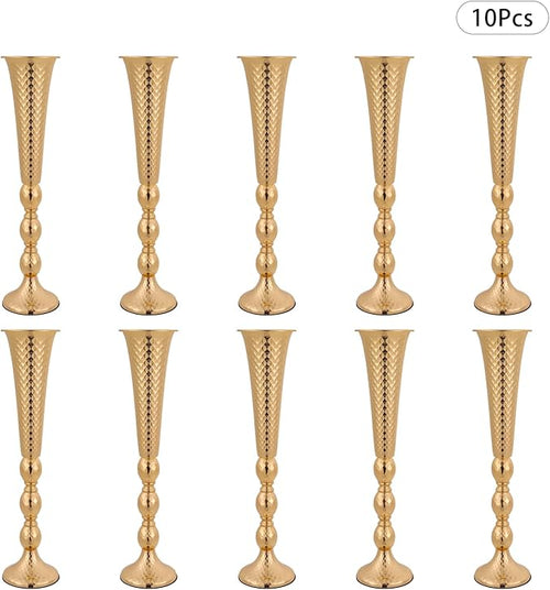 10 PCS Trumpet Vase Flower Arrangements Stand, 23.6 Inch Tall Wedding Gold Flower Stand, Decorative Centerpiece Table Decoration for Party Wedding Reception Event