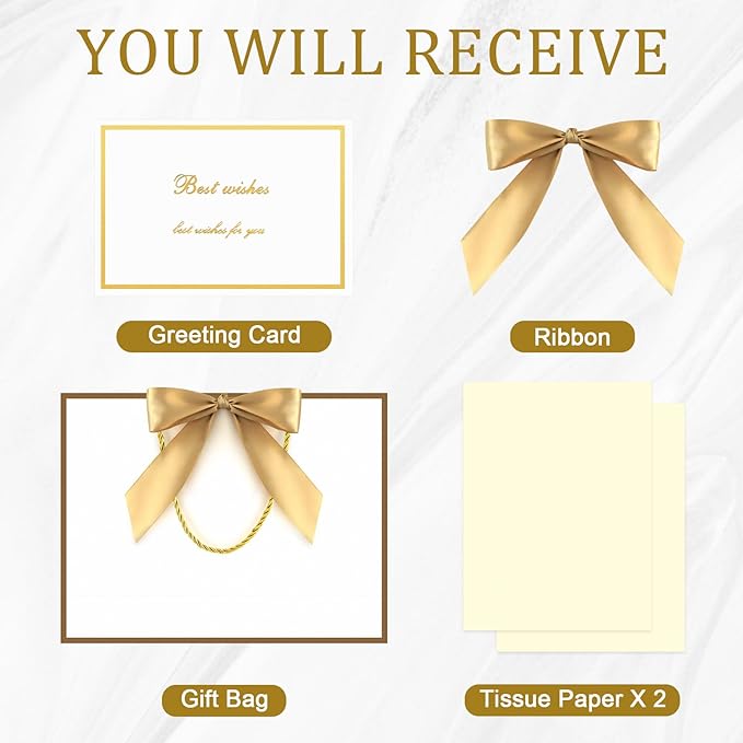 JMANNI Gift Bag, 1PCS Gift Bags Large with Ribbon and 1 Greeting Cards 2 Tissue Paper, Portable Paper Gift Bag with Handles, Birthday Gift Bags,Present Bags for Wedding Party Mothers Day