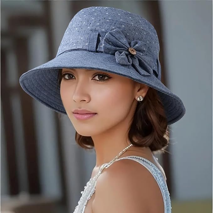 Glamorstar Cloche Hats for Women Vintage Bowler Hat Floral Fedora Bucket Hats