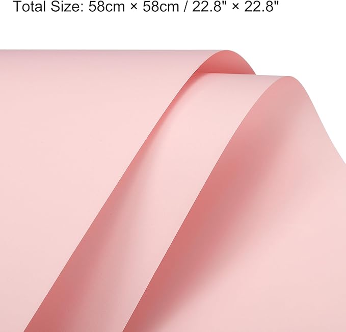 MECCANIXITY Pearlescent Film Flower Wrapping Paper 22.8x22.8 Inch Waterproof for DIY Crafts, Gift/Gift Box Packaging Cherry Pink Pack of 20