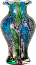 KAMMAK Colored Glass Vase, Beautiful Hand Blown Decorative Vase, Modern Art Vase for Flower Mantle Dining Table Centerpiece, Entryway Living Room Wedding Decoration, FH010