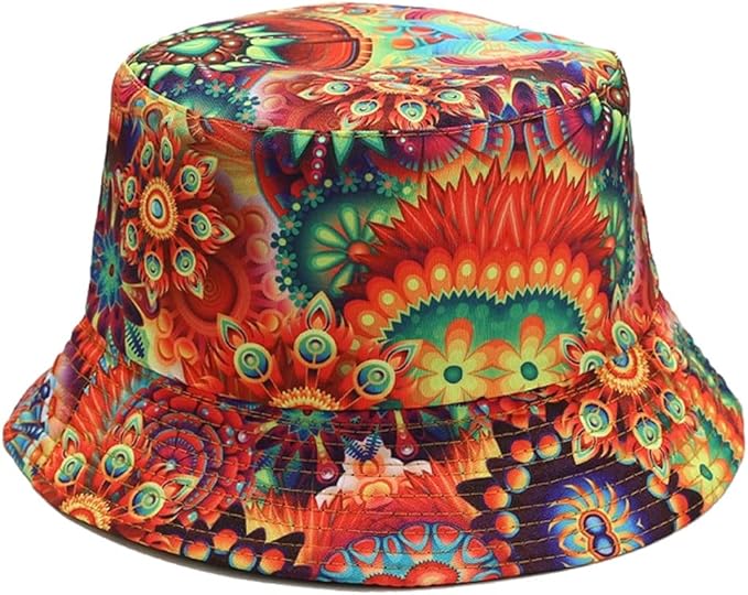 Quanhaigou Bucket Hat for Men Women,Packable Reversible Printed Sun Hats,Fisherman Outdoor Summer Travel Hiking Beach Caps