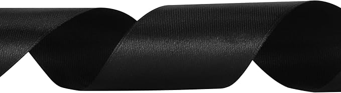 LIUYAXI 1-1/2 Inches 50 Yards Black Satin Ribbon, Solid Fabric Ribbon Roll for Flower Bouquets, Gift Wrapping, Wedding, Handmade Crafts