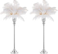 NUPTIO Centerpiece Vase Tall Wedding: 2 Pcs 30.5" Silver Flower Stand for Table Metal Trumpet Vase for Party Decorations