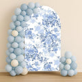 Arch Backdrop Cover Baby in Bloom Baby Shower Arch Stand Spandex Fabric Cover Blue Flowers Floral Pink Bows Girls Birthday Party Baptism Decorations (3.3X6.5ft,G-3854)