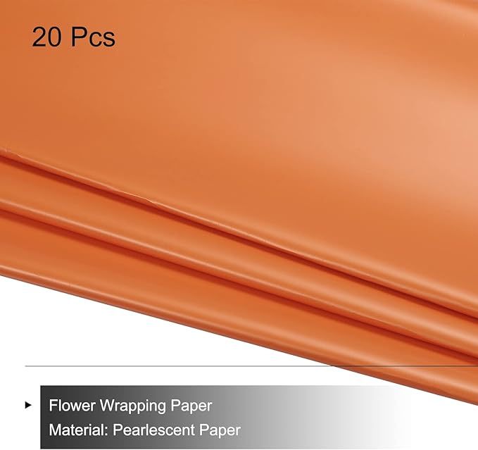 MECCANIXITY 20 Pcs Flower Wrapping Paper 22.8x22.8 Inch Waterproof Florists Wrapping Paper for Florist Bouquet Supplies, DIY Crafts, Gift/Gift Box Packaging Orange