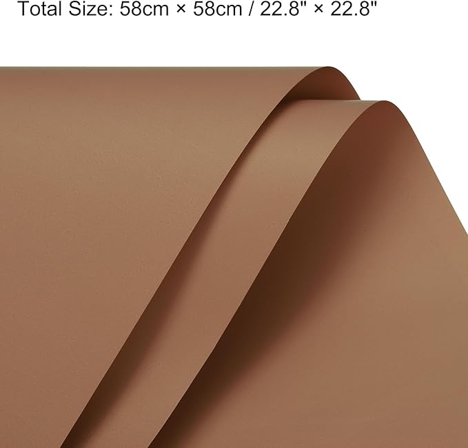 MECCANIXITY Pearlescent Film Flower Wrapping Paper 22.8x22.8 Inch Waterproof for DIY Crafts, Gift/Gift Box Packaging Caramel Color Pack of 10