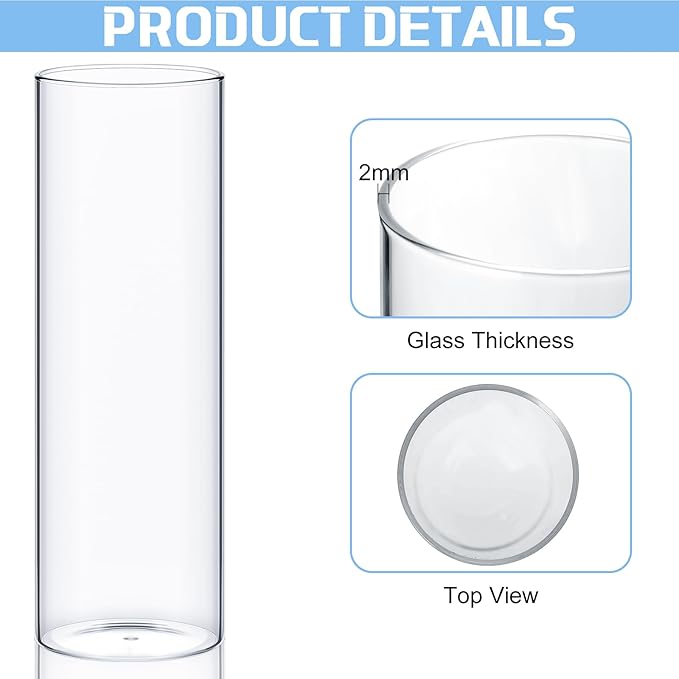 Sawysine 18 Pcs Glass Cylinder Vases 2.5''/2.95''/3.9'' Diameter Clear Flowers Vase Hurricane Floating Candles Holders for Table Centerpieces (2.5 x 5 in,2.5 x 6 in,2.5 x 8 in)