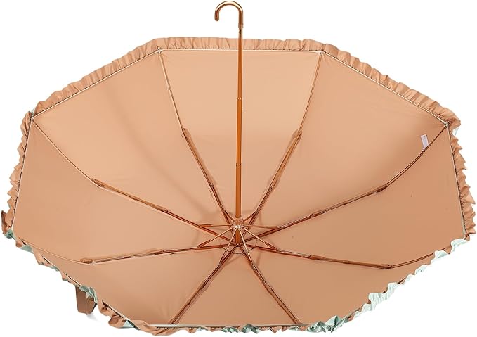 LCY Floral Edge Compact Umbrella Folding Anti-UV Parasol with Hook Handle Sunproof Rainproof & Windproof Umbrella
