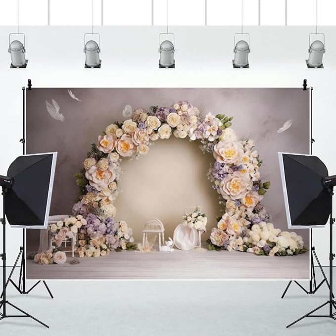 Leowefowa Wedding Flower Wall Backdrop Retro Arch Pink Floral Wall Backdrop Background for Wedding Anniversary Birthday Party Decorations Banner Studio Props 15x8ft Vinyl