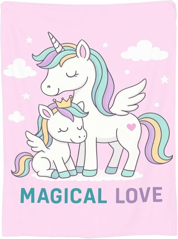 Unicorn Blanket Cute Unicorn Throw Blanket Magical Love Soft Cozy Fleece Fuzzy Stuffed Plush Flannel Animal Gifts for Girls Women Boys Kids Adults 60"X80"
