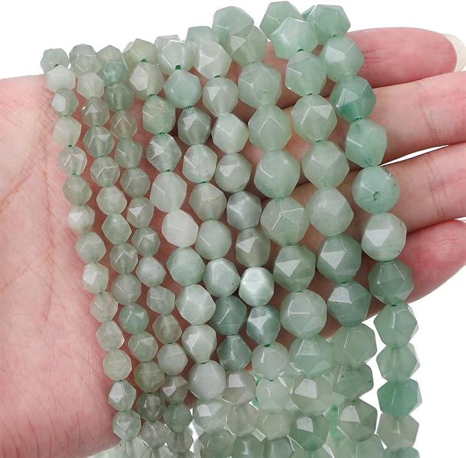 Faceted Natural Green Aventurine Jade Stone Round Beads 6mm 36cm/Strand for Jewelry Making