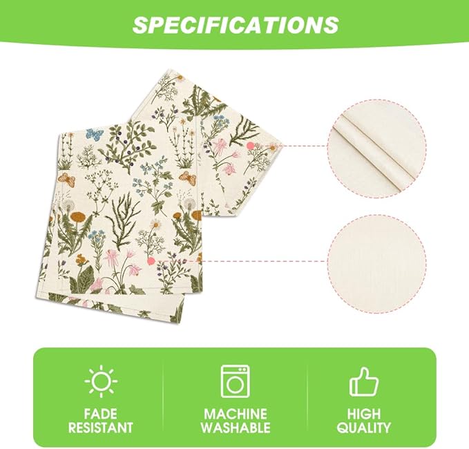 Artoid Mode Wildflowers Floral Spring Table Runner, Butterfly Seasonal Summer Kitchen Dining Table Decoration for Home Party Decor 13x36 Inch