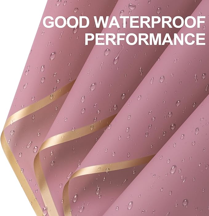 WRAPAHOLIC 20 Sheets Flower Wrapping Paper - 22.4 x 22.4 inch Gold Trim Silver Red Water-Resistant Floral Bouquet Wrapping Paper, Florist Supplies Packaging Paper for Wedding Birthday Gift DIY