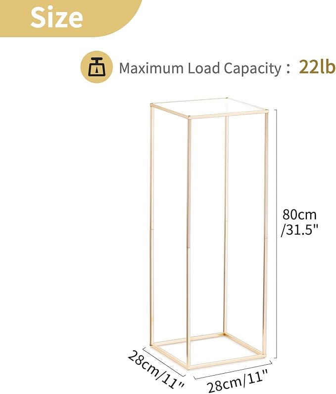 Nuptio Gold Vases for Centerpieces Wedding with Acrylic Panel - 10 Pcs 31.5 inch Tall Gold Vase Wedding Centerpieces for Tables - Geometric Centerpieces Table Flower Stand for Weddings Centerpieces